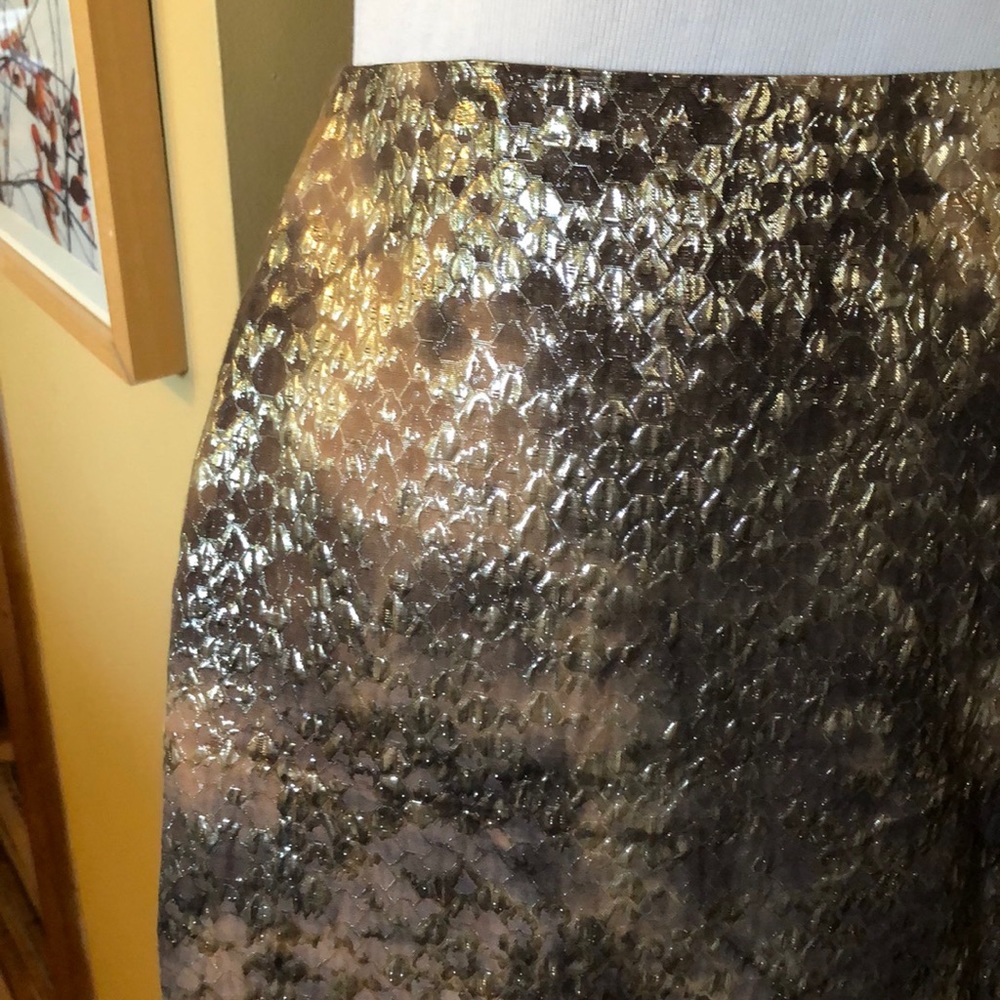 ELLEN TRACY Size 14 Shimmer SnakeScale Lined Skirt Elegant Party Luxe $298 NEW - Picture 4 of 14